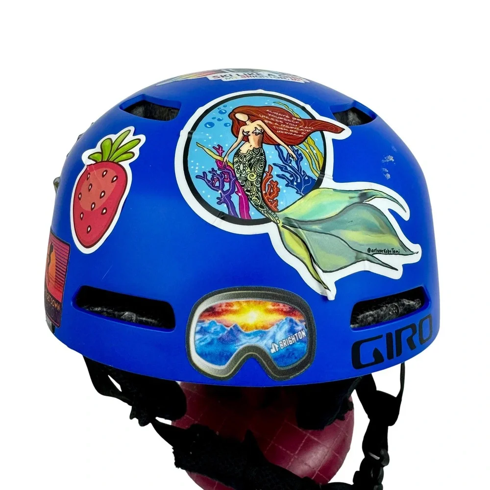 Giro Crue Kids Snow Helmet Matte Blue Youth Size S 52-55.5cm Custom Stickers - Picture 2 of 7